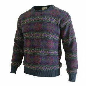 Vintage Tricots St.‎ Raphael Crew Neck  Sweater Size XL Pure New Wool Multicolor